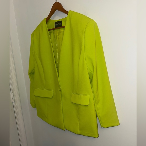 Eloquii Women’s Bright Green Single Breasted One Button Blazer, sz 16 - Picture 3 of 10